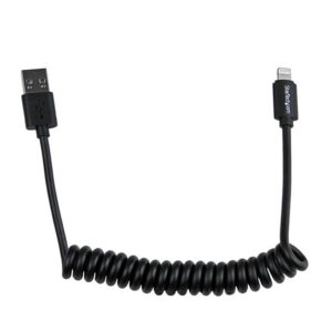 StarTech Coiled Black Apple 8-pin Lightning Connector to USB Cable for iPhone / iPod / iPad