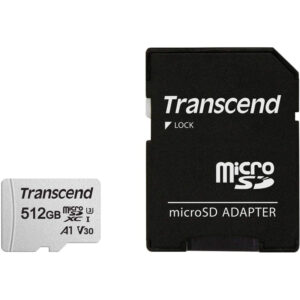 Transcend 512GB 300S V30 A1 Micro SD Card (SDXC) UHS-I U3 + Adapter - 95MB/s