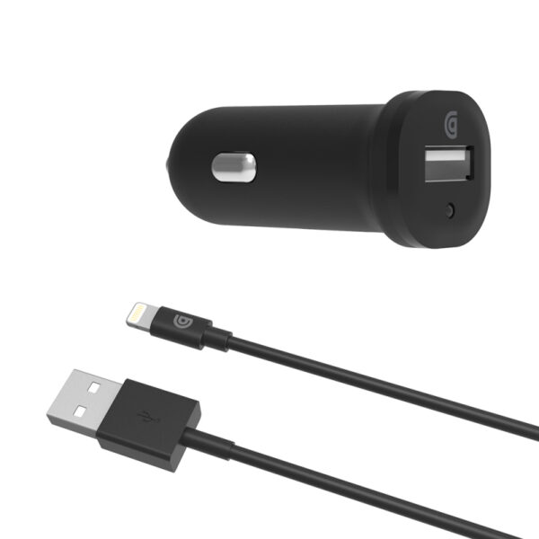Griffin Single Port 2.4A USB Car Charger with 1M Lightning Cable - Black