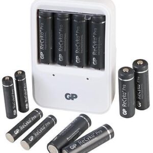 GP ReCyko Battery Charger + 8 x AA and 4 x AAA Rechargeable Batteries