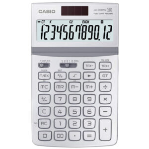 Casio 12 Digit Desk Calculator with Tilt Display - White
