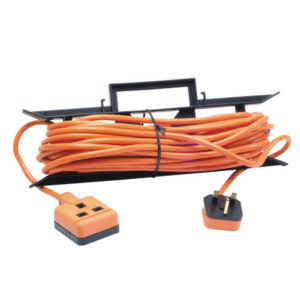 Masterplug 15M Outdoor Power 1-Gang Extension Lead on Cable Tidy - Orange
