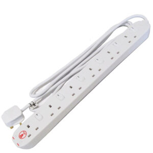 Masterplug Surge Protected 2M 13A 6 Socket Extension Lead + Individually Switched Sockets – White