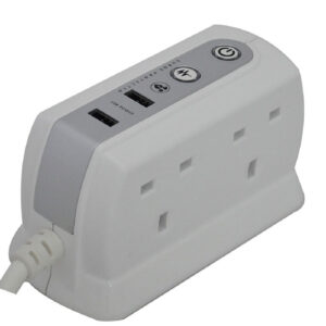 Masterplug 1M 4-Gang Compact Surge Extension Lead + 2 x 2.1A USB Slot - Polished White