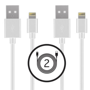Tek Essentials Apple MFI Certified 1M Lightning Cable - White - Twin Pack