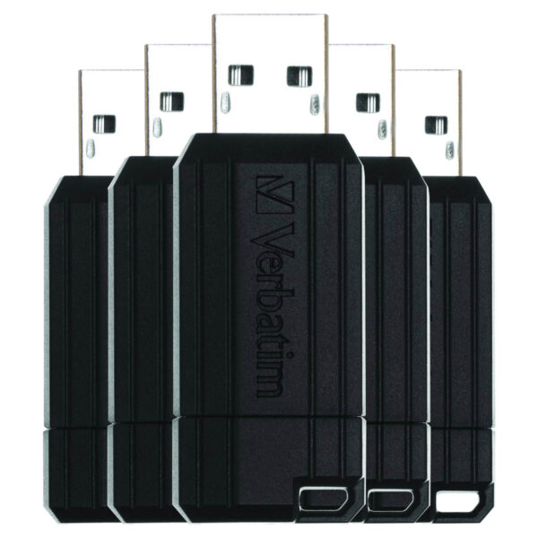 Verbatim 8GB PinStripe USB 2.0 Stick - Schwarz - 5 Stück