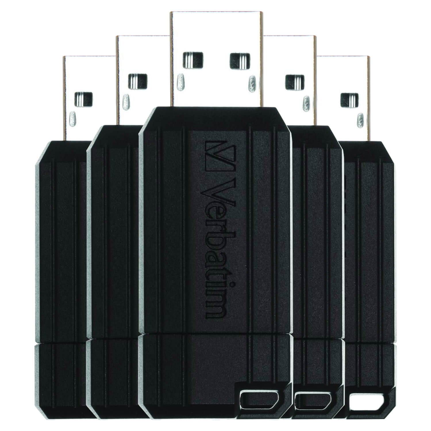 Verbatim 8GB PinStripe USB 2.0 Stick - Schwarz - 5 Stück