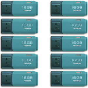 Toshiba 16GB TransMemory U202 USB Flash Drive 10 Pack - Aqua