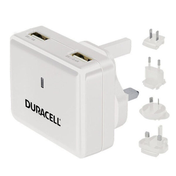 Duracell 2.4A Dual USB Mains Charger - White