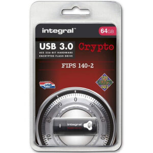 Integral 64GB Crypto FIPS 140-2 Encrypted USB 3.0 Flash Drive - 145MB/s