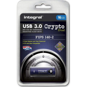Integral 16GB Crypto Dual FIPS 140-2 Encrypted USB 3.0 Flash Drive - 145MB/s