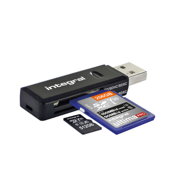 Integral USB 3.1 SD + Micro SD Kartenleser - Schwarz