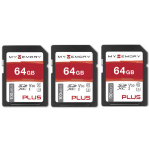 MyMemory PLUS 64GB V30 SD Karte (SDXC) UHS-1 U3 - 3er Pack - 100MB/s