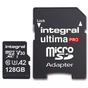 Integral 128GB UltimaPRO A2 V30 High Speed Micro SD Card (SDXC) UHS-I U3 + Adapter - 180MB/s