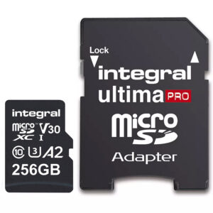 Integral 256GB UltimaPRO A2 V30 High Speed Micro SD Card (SDXC) UHS-I U3 + Adapter - 180MB/s