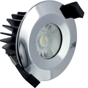 Integral 70-75mm cut-out LED Fire Rated Downlight 6W (40W) 4000K (Cool White) IP65 Dimmable Lamp - Polished Chrome