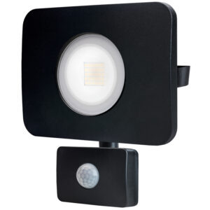 Integral Kompakter Robuster LED-Flutlicht IP64 30W (130W) 4000K (Kaltweiß) Gen II Nicht Dimmbare Lampe + PIR-Sensor - Schwarz