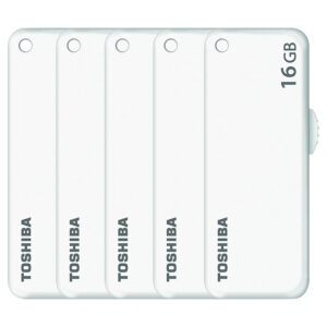 Toshiba 16GB U203 Plastic USB Flash Drive - White - 5 Pack