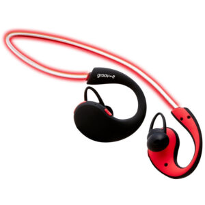 Groov-e Action Wireless Bluetooth Sports Headphones with LED Neckband - Red