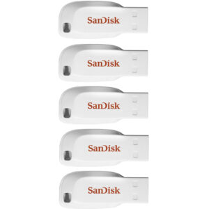 SanDisk 16GB Cruzer Blade USB Flash Drive White - 5 Pack