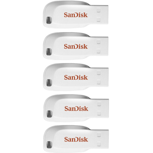 SanDisk 16GB Cruzer Blade USB Flash Drive White - 5 Pack