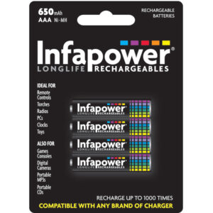 Infapower 650mAh AAA Longlife Rechargeable Batteries - 4 Pack