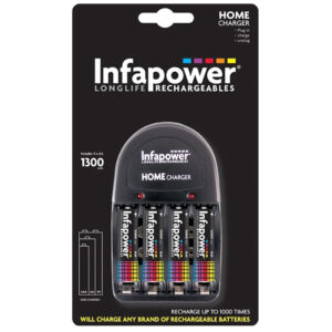 Infapower Home Battery Charger + 4 x 1300mAh AA Rechargeable Batteries