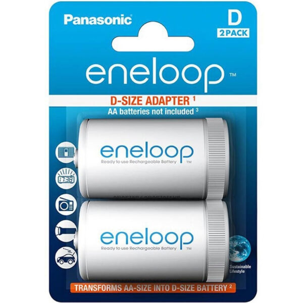 Panasonic Eneloop D Battery Spacer Adapter - 2 Pack