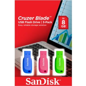 SanDisk 8GB Cruzer Blade USB Stick 3er Pack - Blau/Pink/Grün