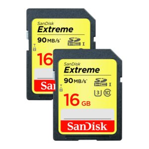 SanDisk 16GB Extreme SD Card (SDHC) UHS-I U3 - 90MB/s - 2 Pack