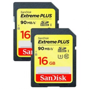 SanDisk 16 GB Extreme PLUS SD Karte (SDHC) UHS-I U3 - 90 MB/s - 2 Stück