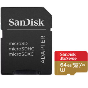 SanDisk 64GB Extreme V30 Micro SD Card (SDXC) UHS-I U3 + Adapter - 90MB/s