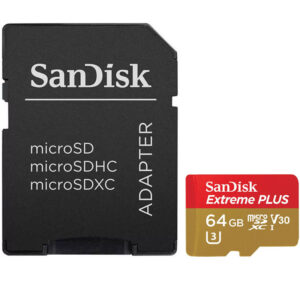 SanDisk 64GB Extreme PLUS V30 Micro SD Card (SDXC) UHS-I U3 + Adapter - 95MB/s