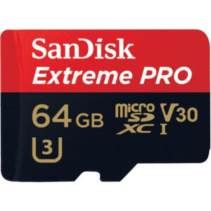 SanDisk 64GB Extreme PRO V30 Micro SD Card (SDXC) UHS-I U3 + Adapter - 95MB/s
