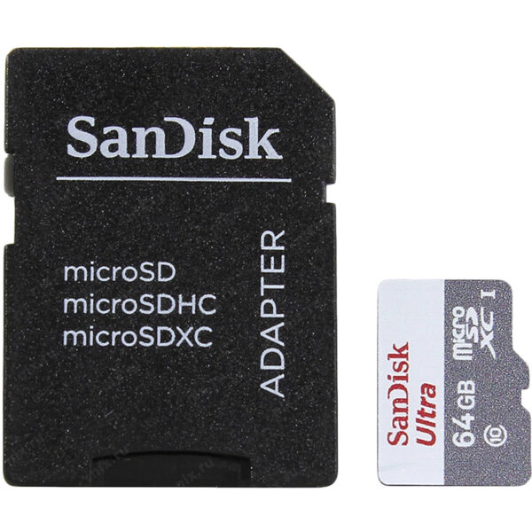 SanDisk 64GB Ultra Micro SD Card (SDXC) UHS-I + Adapter - 80MB/s