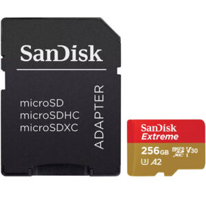 SanDisk 256GB Extreme V30 Micro SD Card (SDXC) A2 UHS-I U3 + Adapter - 160MB/s