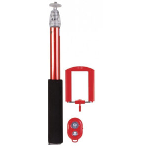 Vivitar Rot gefärbter Selfie Stick mit Bluetooth-fähiger Fernbedienung