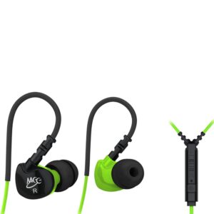 MEElectronics Sport-Fi S6P Memory Wire In-Ear Headphones with Mic and Volume Control and Sports Armband - Green/Black