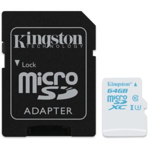 Kingston 64GB Action Camera Micro SD Card (SDXC) UHS-I U3 + Adapter - 90MB/s