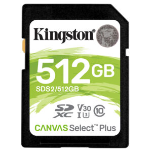 Kingston 512GB Canvas Select Plus V30 SD Card (SDXC) UHS-I U3 - 100MB/s