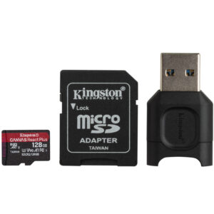 Kingston 128GB Canvas React Plus Micro SD Card (SDXC) UHS-II + Card Reader - 285MB/s