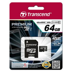 Transcend 64GB Premium Micro SDXC mit Adapter Class 10 UHS-1