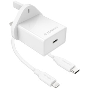 Cygnett PowerPlus 18W PD Charger + Lightning to USB-C cable - UK White