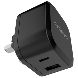 Cygnett PowerPlus 30W Total (18W PD USB-C + 12W USB-A) Charger - UK Black