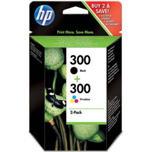 HP 300 Black and Tri-Colour Ink Cartridges - 2 Pack