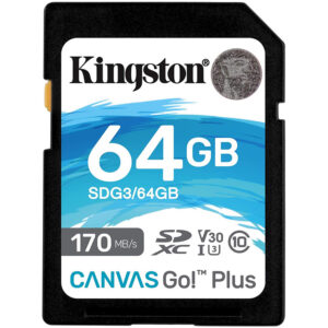 Kingston 64GB Canvas Go Plus SD Card (SDXC) UHS-I V30 U3 C10 - 170MB/s